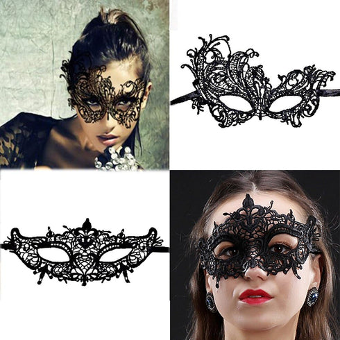 15 Packs Women's Sexy Flexible Lace Masks, Eye-mask for Ball Party Venetian Masquerade Costume - Black