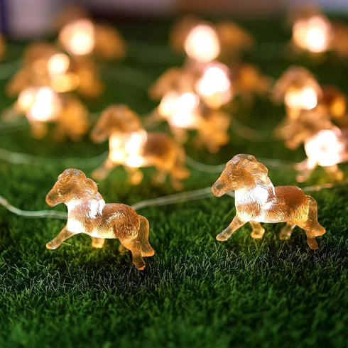 20 7FT 3D Pony String Lights LED Horse Fairy Lights Battery Operated with Remote, Cute Pony Decor for Girls Bedroom