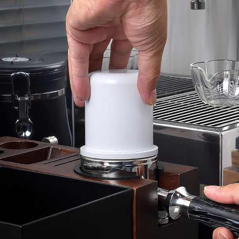 IKAPE Espresso Dosing Cup 51MM, 54MM, Compatible with 51MM to 54MM Portafilters, Aluminum Coffee Accessory (White)