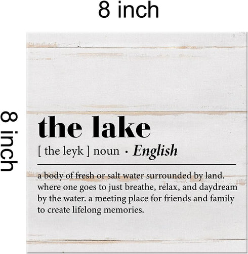 Country the Lake Definition Canvas Prints Wall Art Decor, Lake Themed Poster Painting Framed Artwork 8 x 8 Inch Summer