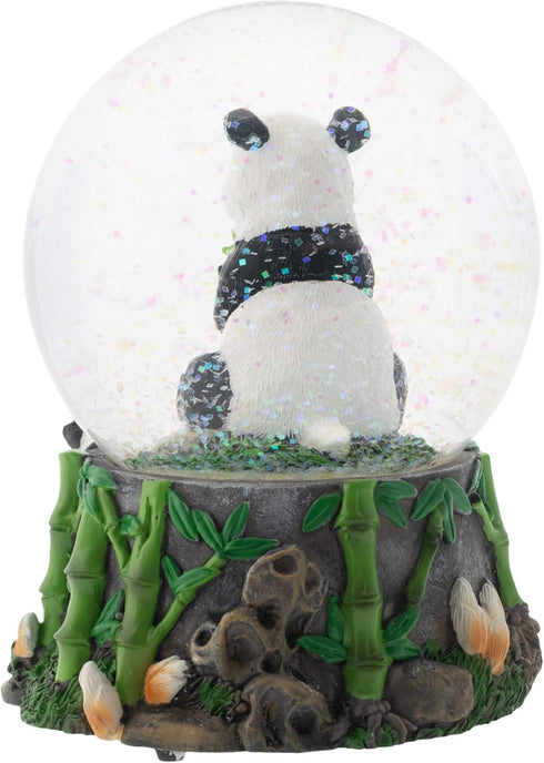 Elanze Designs Hugging Panda Bear Family Snow Globe, 100MM Musical Glitter Water Figurine Plays Tune Born Free