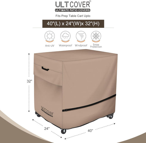 40L 24W 32H inch ULTCOVER Rolling Dining Prep Table Cart Cover x x for Outdoor Garden Patio Kitchen Food Serving