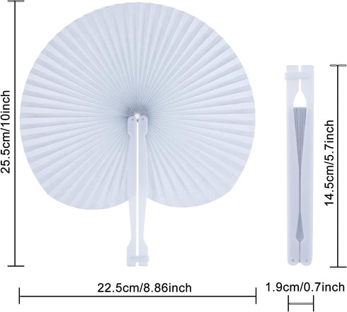 Pangda 24 Pack Folding Round Paper Fans with Plastic Handle for Wedding Favor Party Bag Filler