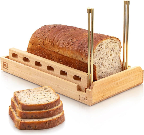DITTO 2.0 Bamboo Bread Slicer for Homemade Bread - 6.5" Wide Adjustable