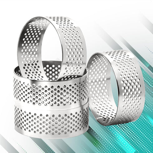 10 Pcs 1.98 Inch Stainless Steel Tart Ring, Heat-Resistant Perforated Cake Mousse Ring for Baking