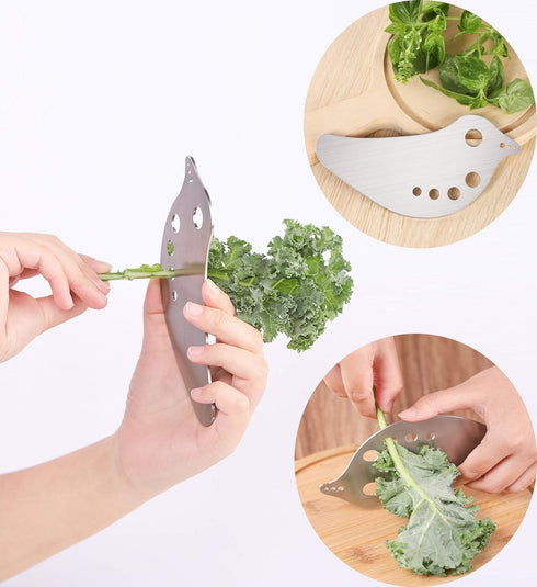 Stainless Steel Herb Stripper Tool - Metal Kale Stripper for Chard, Collard Greens, Parsley, Thyme, Basil, Rosemary