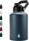BJPKPK One Gallon Insulated Water Bottle, 128 oz, Dishwasher Safe Stainless Steel Thermos, BPA Free Jug, Navy Blue