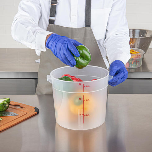 Met Lux 6 Quart Food Storage Container, Translucent Dishwashable Container with Red Volume Markers, Lids Sold Separately