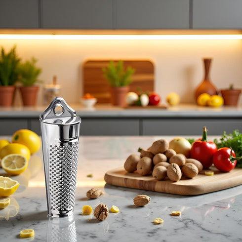 Jinshining Silver Multifunctional Kitchen Stainless Steel Ginger Garlic Nutmeg Grater Nut Walnut Lemon Hand Planer Tool