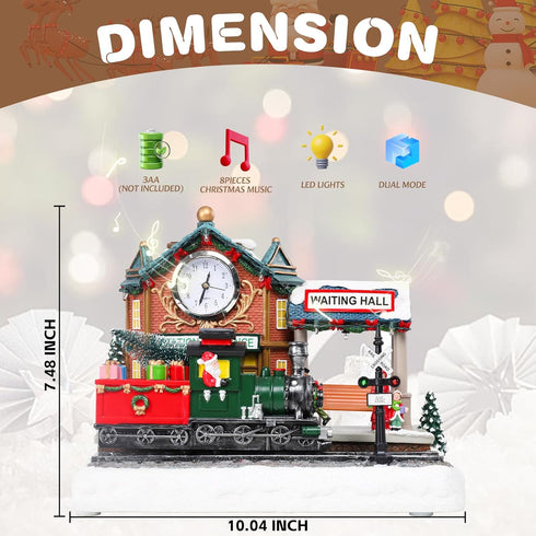 8 Vipush Christmas Village House Decorations Resin Railway Station Platform Home Decor Indoor Building Figurines