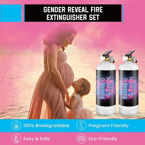 2Pack Gender Reveal Fire Extinguisher Pink or Blue Large Gender Extinguishers Smoke Powder for Boy or Girl Baby Gender