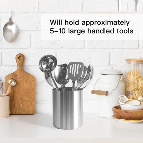 IMEEA Small Kitchen Utensil Holder for Countertop, SUS304 Stainless Steel Utensil Crock 5.3 Utensil Organizer Storage