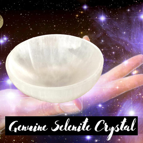 Worldly Finds Selenite Crystal Smudge Bowl, Hand-Carved Moroccan Crystal Holder, Spiritual Gifts, 3" Medium