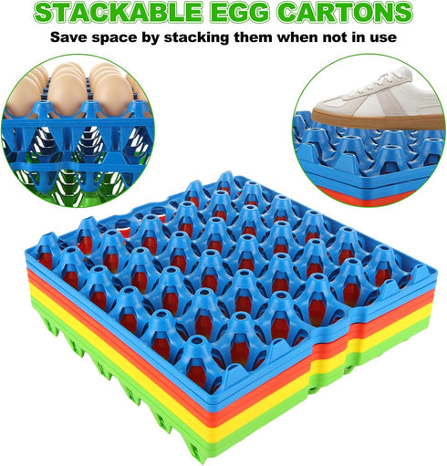 16 30 4 PCS Plastic Egg Tray Cell Egg Flats Crates Stackable Egg Cartons Reusable Carton, Hold Multiple Eggs, Great
