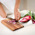 Marble and Acacia Wood Cutting Board, White Cheese Board with Handle, 13 x 8.5 Inch