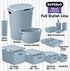 Superio Ribbed Collection - Medium Blue Decorative Plastic Open Storage Bins Organizer Baskets (1 Pack)