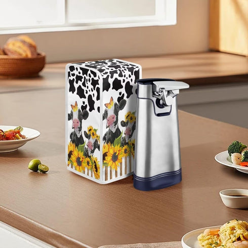 Cow Sunflower Print Can Openers Dust Cover Washable Electric Can Opener Covers Small Appliance Cover for Kitchen Home Decor Accessories by Annejudy