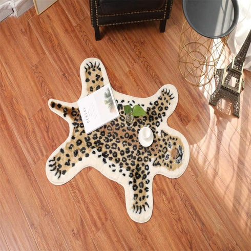 Leopard Print Rug, 2.7 W x 3.5 L Feet Faux Cowhide Skin Area Rug for Home Office, Livingroom, Bedroom