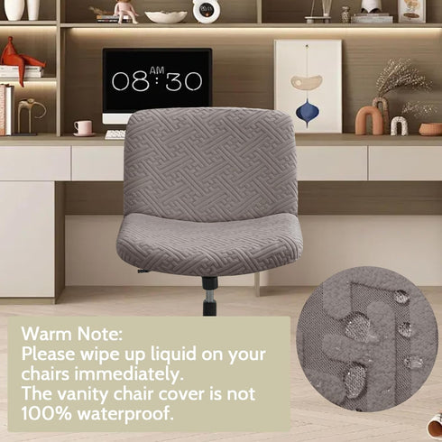 Armless Chair(2PCS,Kahki) Criss Cross Chair Cover Water Resistant Jacquard Vanity Chair Cover Elastic Mid Back Wide