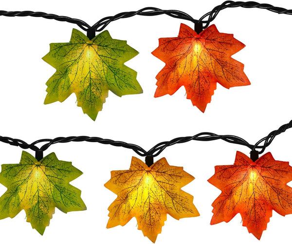 Fall String Lights Maple Leaf Lights, 13.6FT Outdoor String Lights Plug in
