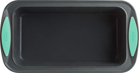 Trudeau Structure Loaf Pan, Silicone Bakeware 8.5" x 4.5", Mint/Black
