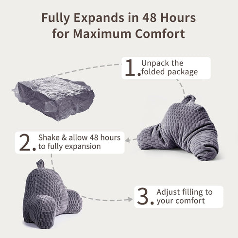 GRASS BROOK Faux Fur Reading Pillow for Bed Adults, Ultra Soft Plush Floor Backrest Pillow with Side Pockets for Bed