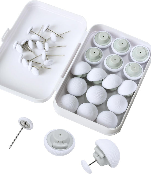 Duvet Pin Clips 16 Sets, Duvet Button Fasteners with Soft Fabric for Quilt, Cushions, Curtains (White)
