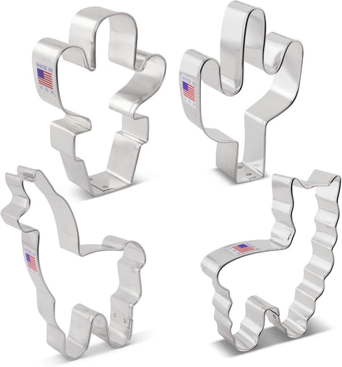 Ann Clark Cookie Cutters Llama and Cactus, 4-Pc Set Made in USA