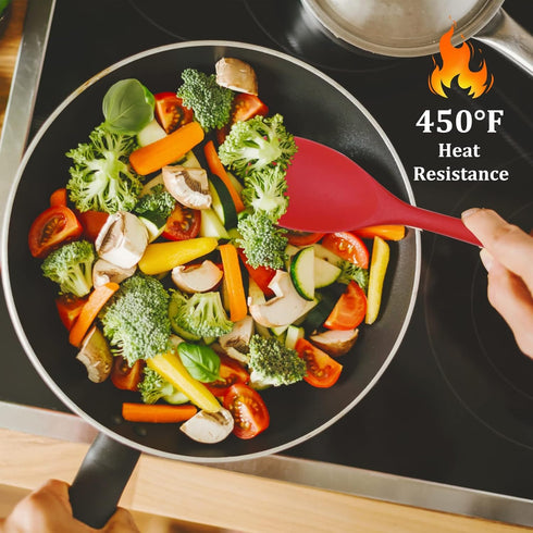 Silicone Spatula Set, 4-Piece Rubber Cooking Utensil Set, Heat Resistant Seamless Turner Spatulas for Nonstick