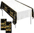 Ruisita 2 Pack Black Gold Table Cloth Cover, Happy Birthday Tablecloths for Indoor or Outdoor Parties