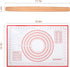 QUELLANCE Wood French Rolling Pin for Baking, Wooden Dough Roller with Silicone Baking Mat, Beech Wood, Red Pastry Mat
