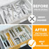 SpaceAid Bamboo Drawer Dividers with Inserts, Adjustable Kitchen Organizers, 4 Dividers (17-22 in, White)