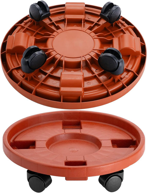 Doseno 2 Pack 13IN Plant Caddy with Wheels Round Rolling Plant Stand