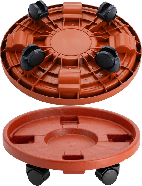 Doseno 2 Pack 13IN Plant Caddy with Wheels Round Rolling Plant Stand