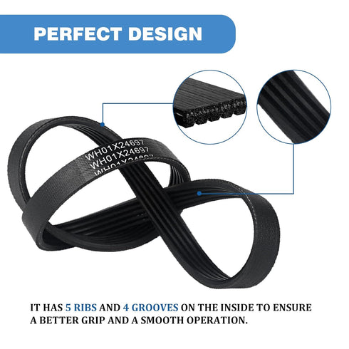 WH01X24697 Washer Drive Belt Compatible with GE, Hotpoint Clothes Washing Machine, Replacement AP6037512, 4585709