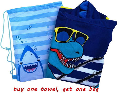 3-10 Dinosaur Beach Towel with Hood for Years Boys and Girls Hooded Towels Bath Robe for Kids