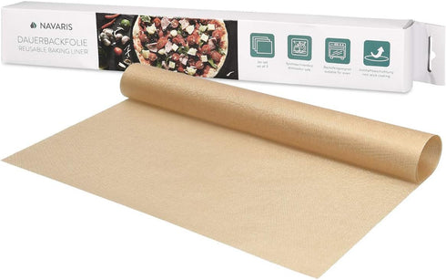 Navaris 3x Reusable Baking Sheets - 13"x16" Parchment Paper for Baking Oven - Set of 3 Pieces