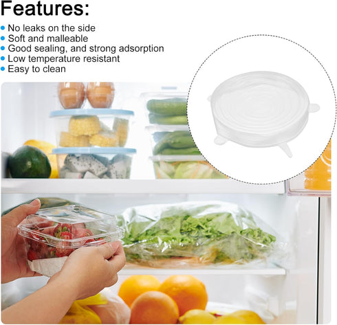 4Pack uxcell Silicone Stretch Lids, 5.71" Round Reusable Bowl Covers for Cups and Food