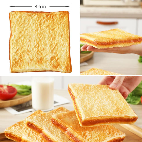 Joeabor 4 Slices of Artificial Toast - Realistic Fake Food for Display - Faux Toast Model for Decoration - Faux Food