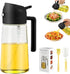 16oz Olive Oil Dispenser Spray Bottle with Brush, 2 in 1 Olive Oil Dispenser and Sprayer for Cooking (Black)
