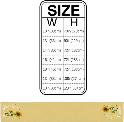 Summer Table Runner - 120 Inches Long Rustic Flower You are My Sunshine Yellow Tablerunner for Dining Table