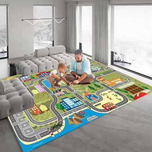 JCTQBHQF 120160cm/4763in Kids Rug Play Mat for Toy Cars,City Life Road Traffic Educational Carpet,Have Fun Throw