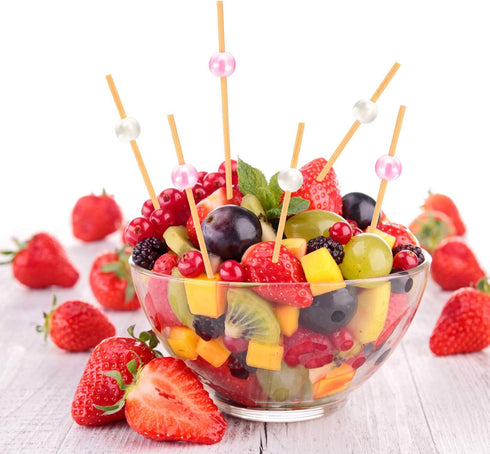 Blulu 200 Pack Cocktail Picks, 4.7 Inch Fancy Toothpicks for Appetizers, Bamboo Skewers for Party Decor