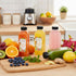 32pcs 16oz TOMNK Plastic Juice Bottles with Lids, Juice Containers with Caps and Labels, Funnel, Brush, Beverage