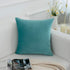 RainRoad Velvet Decorative Throw Pillow Covers - Soft Square Light Teal Cushion Cover 18x18 Inch, Set of 2