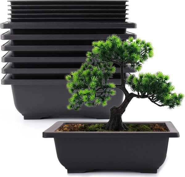 Yesland 6 Pack Bonsai Training Pots - 9 Inches Classic Deep Humidity Trays with Built-in Mesh for Bonsai Plants