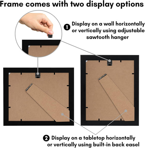 Americanflat 4x6 Double Picture Frame, Shatter-Resistant Glass, Fits Two 4x6 Photos or One 8x10, Black