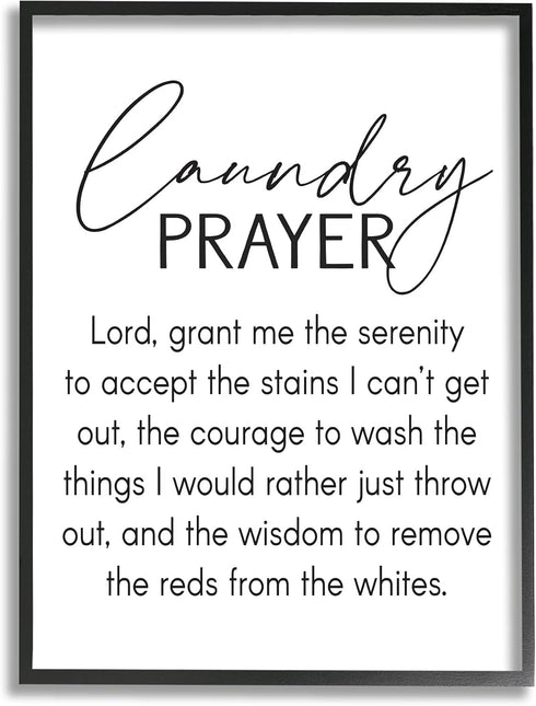 Stupell Industries Laundry Prayer | Faith Based Sentiment Home Cleaning Parody | 11 x 14 Black Framed Wall Art