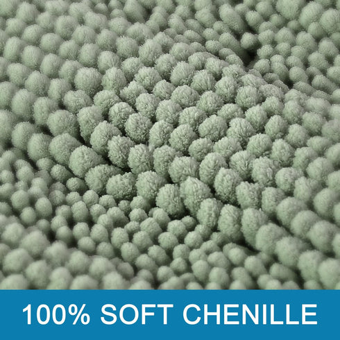 H.VERSAILTEX Non Slip Bath Rugs for Bathroom - Extra Thick Chenille Striped Mats 47" x 17" Sage