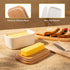 2 Sweese Large Butter Dish - Airtight Butter Keeper Holds Up to Sticks of Butter - Porcelain Container with Beech